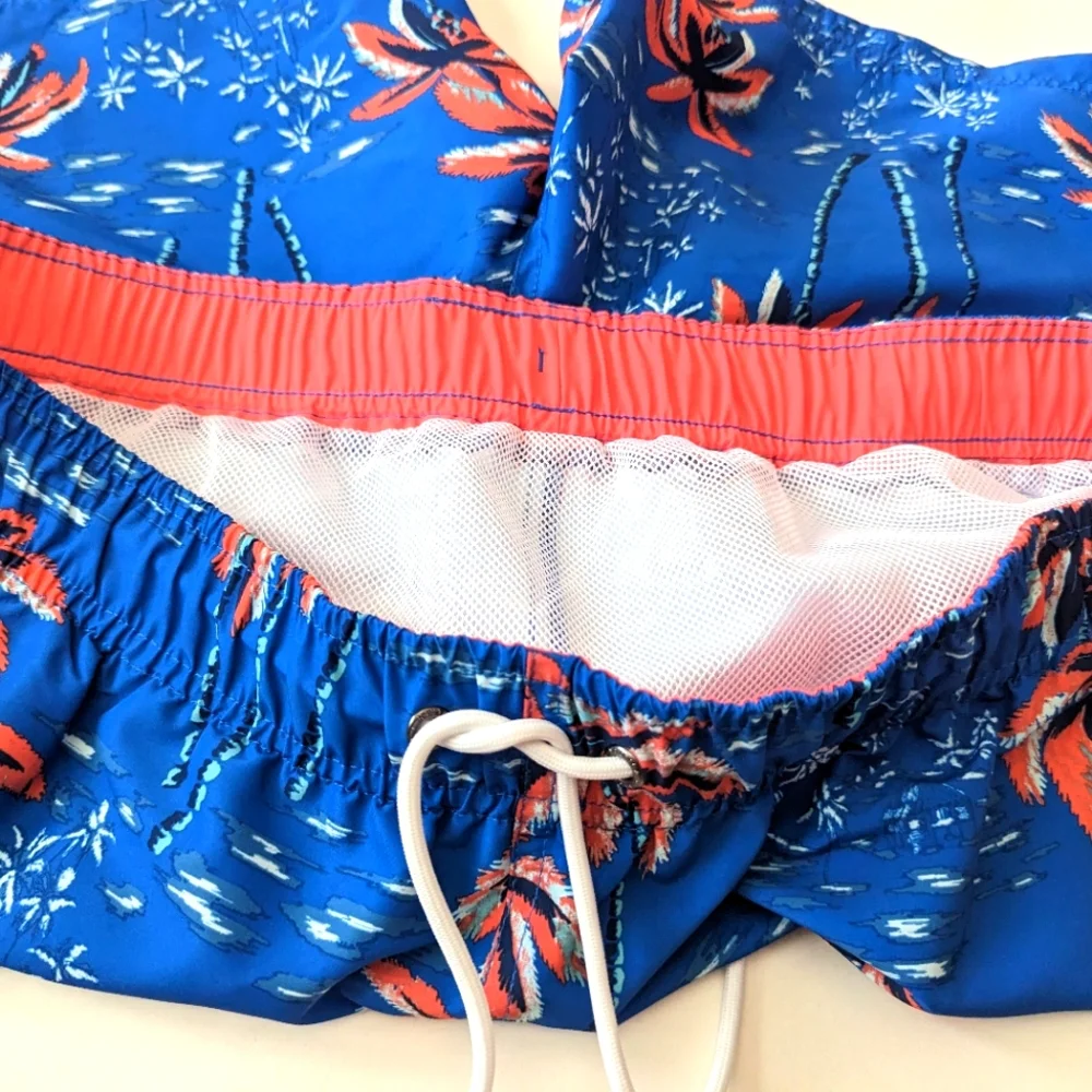 NAUTICA Men’s Performance Palm Tree Elastic Swim Trunk Shorts XXL NWT